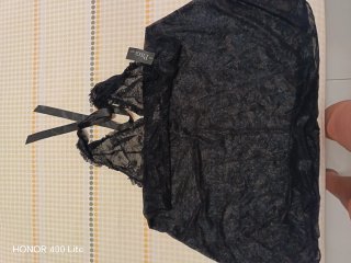 Camisola de dormir de encaje negro