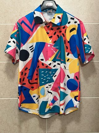 Camisa Estampada Multicolor Manga Corta Talla S9