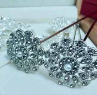 Lote ser 4 agujas de fallera plata