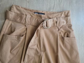 Pantalón Zara Beige Ancho
