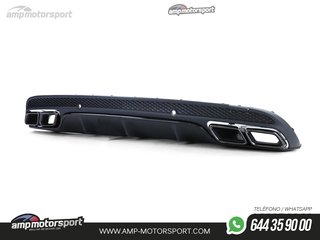 DIFUSOR TRASERO NEGRO MATE CON COLAS NEGRAS PARA MERCEDES CLASE C W205