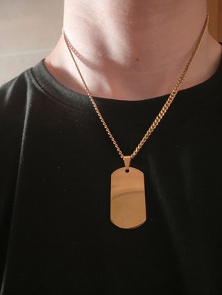 Collar Chapa Chapado Oro 18K Acero Inoxidable