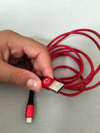 Cable Cargador USB Rojo Trenzado