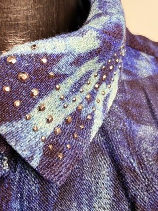 Desigual Camicia Donna M Oversize Blu Strass