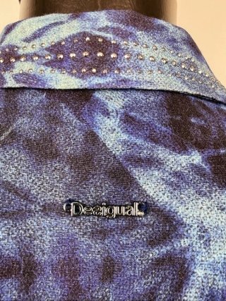 Desigual Camicia Donna M Oversize Blu Strass