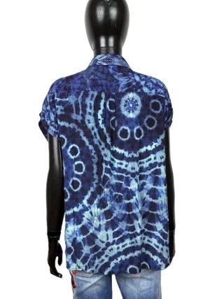 Desigual Camicia Donna M Oversize Blu Strass