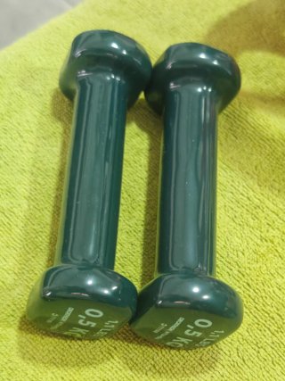 Lote gimnasio: Rueda abdominal, mancuernas y pesas