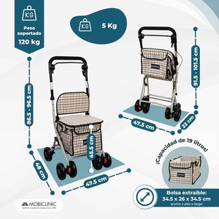 Mobiclinic®, Andador Plegable, Carro de la Compra