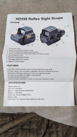 Mira Holográfica EOTech HD558 Negra