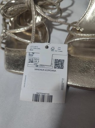 Mango Sandalias Tacon Dorado talla 36