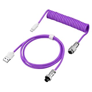 Cable morado en espiral para teclado mecánico