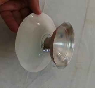 Antica alzatina in porcellana inglese piede silver