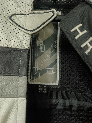 Pantalones de moto cuero blancos y negros