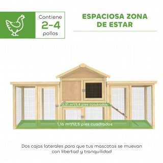 Gallinero Grande Madera Exterior 204x85x93