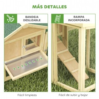 Gallinero Grande Madera Exterior 204x85x93
