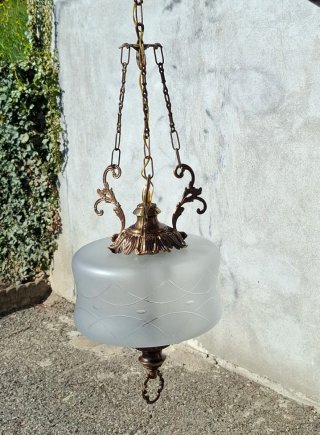 Lampadario vintage anni '60/70 oro e bianco