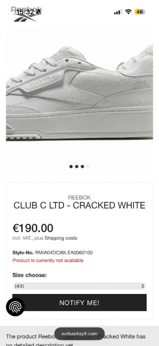 ​Reebok Club C LTD "Cracked White" (NUEVAS)