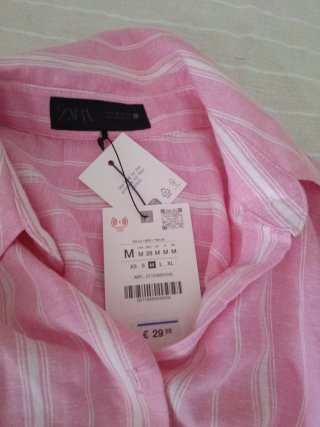 Camisa Zara Rayas Rosas y Blancas