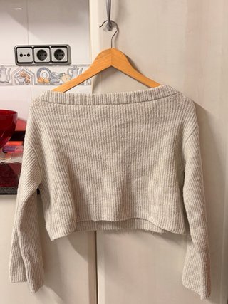 Jersey hombros descubiertos beige talla única