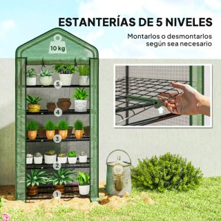 Invernadero de 5 niveles 90x49x193cm verde
