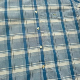 Camisa Lacoste Vintage Cuadros Azul Talla S/M (38)