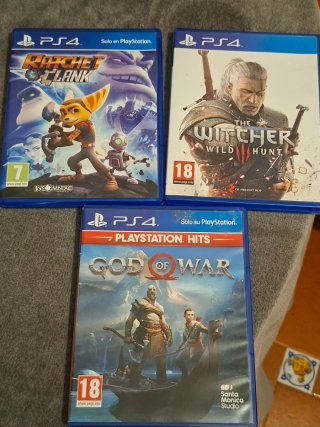 Lote Juegos PS4 -God of War,The Witcher 3 y Ratch
