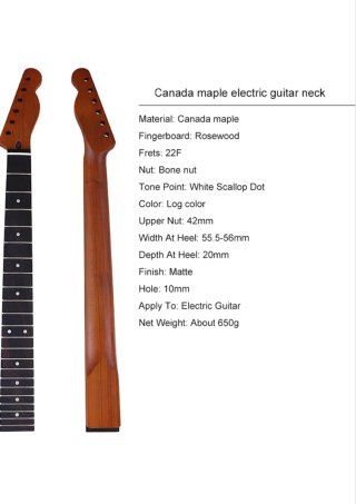 Mástil Guitarra Eléctrica Madera Clara