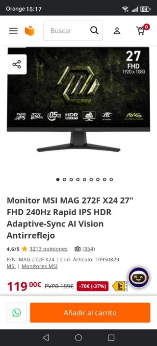 Monitor MSI MAG 272F 27 200Hz
