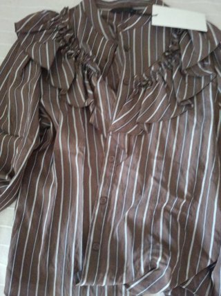 Camisa Zara Rayas Marrón y Blanco