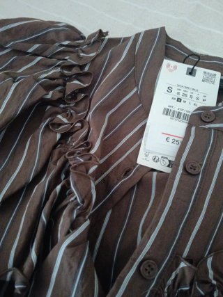 Camisa Zara Rayas Marrón y Blanco