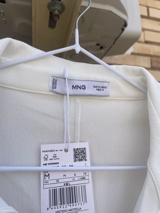 Vestido blanco detalles fruncidos NUEVO de Mango