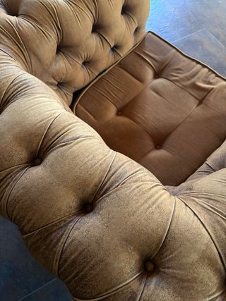 Butaca Chesterfield Piel Vintage Beige/Marrón