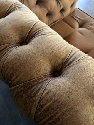 Butaca Chesterfield Piel Vintage Beige/Marrón