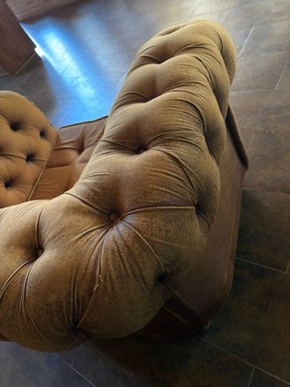 Butaca Chesterfield Piel Vintage Beige/Marrón