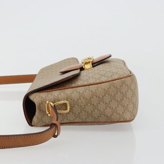 CELINE Macadam Canvas Shoulder Bag PVC Beige Gold