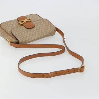 CELINE Macadam Canvas Shoulder Bag PVC Beige Gold