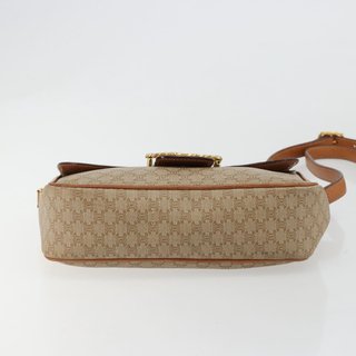 CELINE Macadam Canvas Shoulder Bag PVC Beige Gold