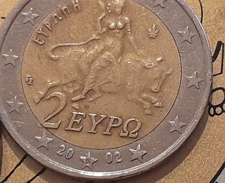 2 Euro Grecia 2002 con S nella stella 2 monete