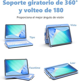 Funda Teclado para iPad, 360° Rotable,