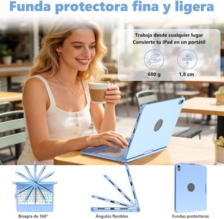 Funda Teclado para iPad, 360° Rotable,