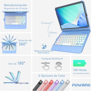 Funda Teclado para iPad, 360° Rotable,