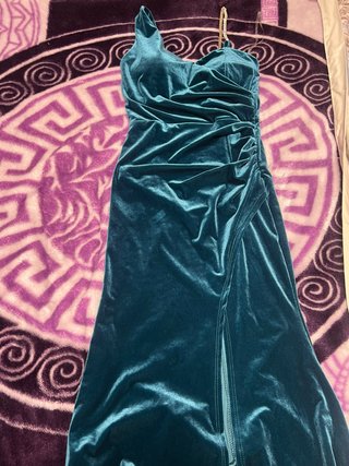 Vestido de fiesta verde azulado