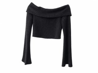 Top Hombros Descubiertos Manga Larga Negro XS