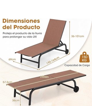 Tumbona ajustable para jardín
