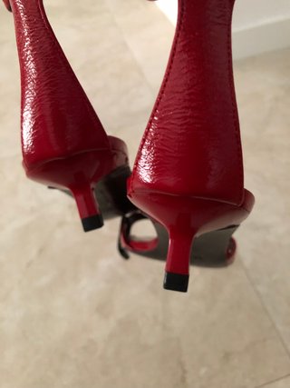 Sandalias Zara Piel Rojas Talla 39 De estreno