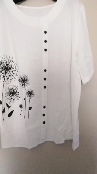 Blusa Oversize bianca con stampa Retrò nera