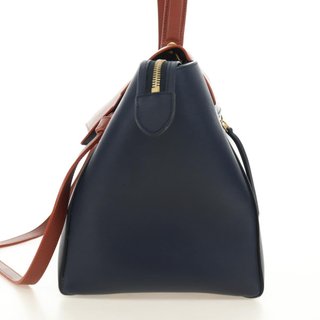 CELINE Belt bag Hand Bag Leather Navy Gold Auth