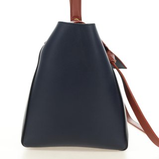 CELINE Belt bag Hand Bag Leather Navy Gold Auth