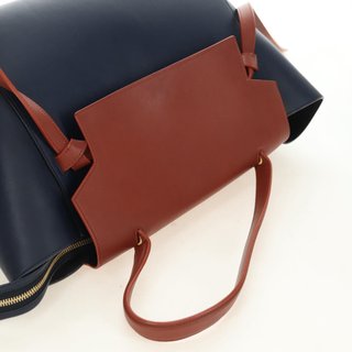 CELINE Belt bag Hand Bag Leather Navy Gold Auth
