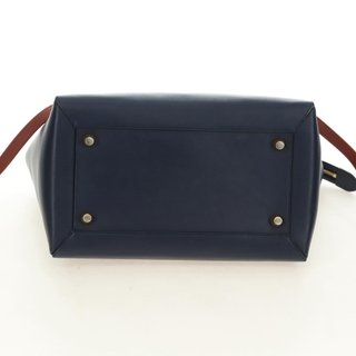 CELINE Belt bag Hand Bag Leather Navy Gold Auth